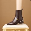 【预售5天】百搭时装靴秋冬季新款靴子圆头粗跟女靴金属扣花朵小皮靴牛皮短靴HY&H3544 商品缩略图2
