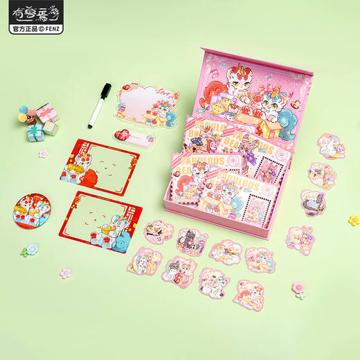 《非人哉官方店》有兽焉爱的礼物新年套装透卡75mm徽章亚克力留言板 商品图0