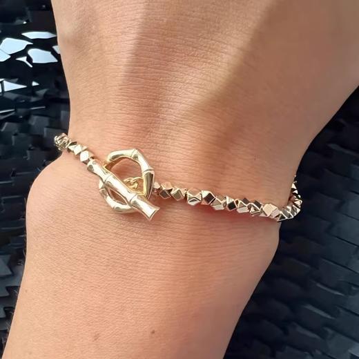 LHWINDSOR 复古竹节碎金碎银手链竹节ot搭扣拼接潮 商品图4