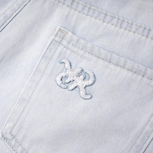 ROMI STUDIO'清凉仲夏‘’高腰显瘦基础款A字水洗蓝牛仔短裤N3758 商品图2