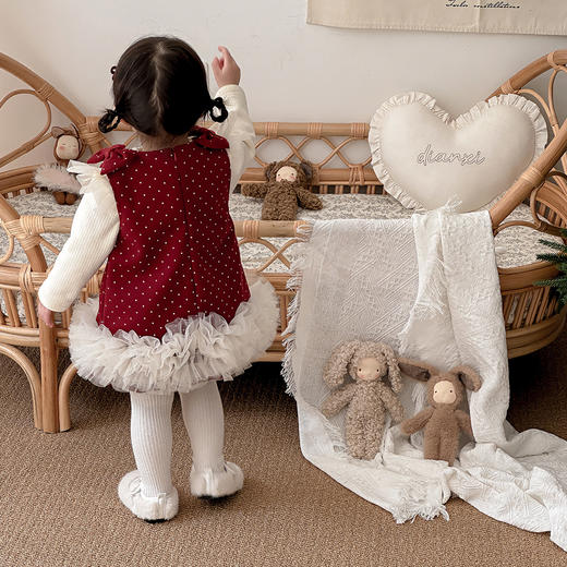 【女宝宝背心裙，迷人波点拜年服！】女宝宝冬装背心裙 秋冬新款婴幼儿洋气波点拜年服 女童周岁生日礼服-QQ 商品图3