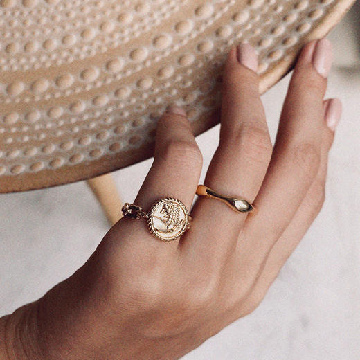 LHWINDSOR 狮子古币链条戒指复古轻奢可调节手寸指环 商品图5