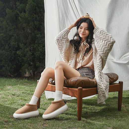 【清仓】朴西云端情侣厚底棉鞋男女士短靴秋冬季居家室内棉拖鞋 商品图1