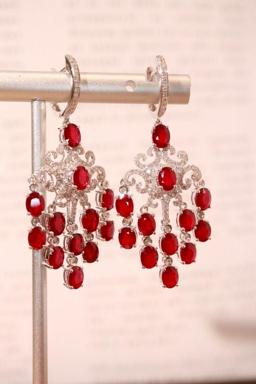 7.9ct刻面红宝石耳坠 商品图3