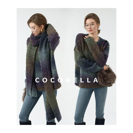 COCOBELLA渐变晕染圆领短款毛衣女秋冬宽松休闲针织衫MZ7098 商品图2
