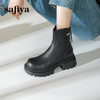 预售10天发|Safiya/索菲娅2024冬季休闲圆头增高厚底粗跟时尚百搭加绒后拉链短踝靴 SF44116414/SF44118414 商品缩略图2