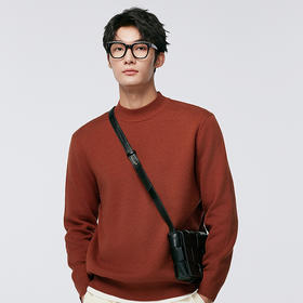 棉仓356826010-可机洗半高领双面异色毛衣