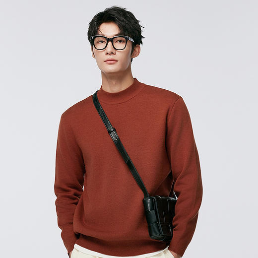 棉仓356826010-可机洗半高领双面异色毛衣 商品图0