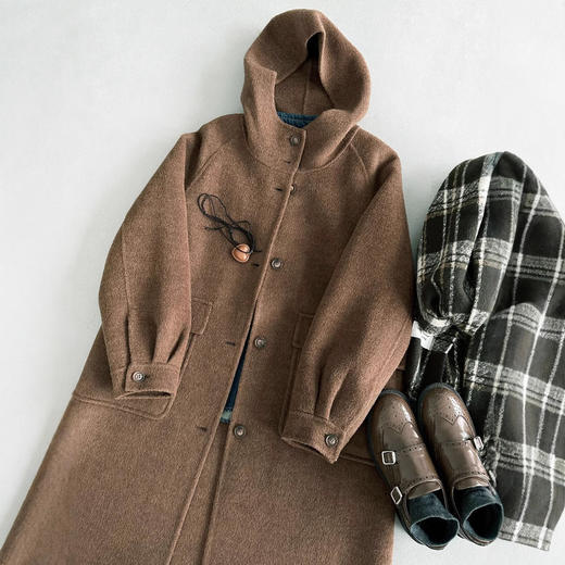 【电影胶片】2024秋冬氛围感时尚百搭棕色复古设计师韩系毛呢大衣外套！ 商品图2
