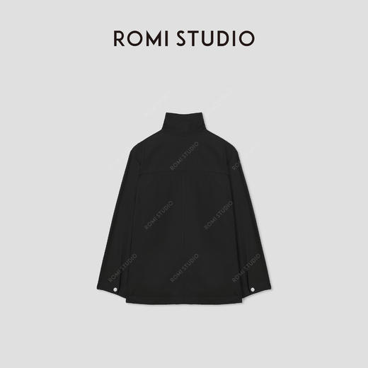 ROMI STUDIO“立体剪裁”休闲宽松立领拉链套头黑色外套W3588 商品图1