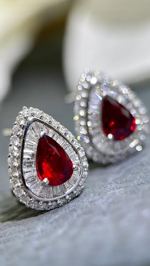 2.02ct刻面红宝石耳钉 商品图1