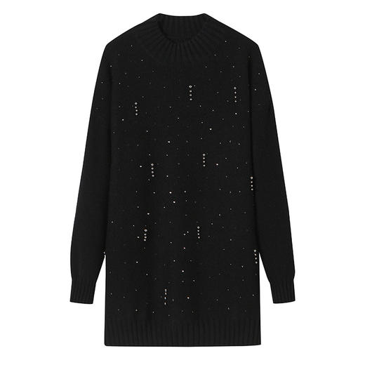 CC-JDS-8921新款秋冬大码慵懒风中长款半高领毛衣女宽松显瘦针织衫上衣厚 商品图4