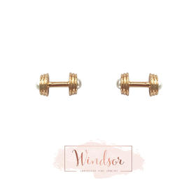 LHWINDSOR 运动系列小哑铃耳钉贝珠镶嵌迷你轻巧耳饰春夏新款百搭耳环