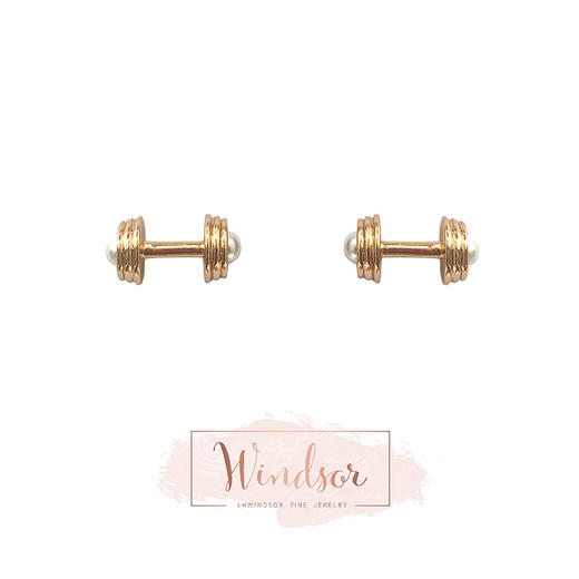 LHWINDSOR 运动系列小哑铃耳钉贝珠镶嵌迷你轻巧耳饰春夏新款百搭耳环 商品图0