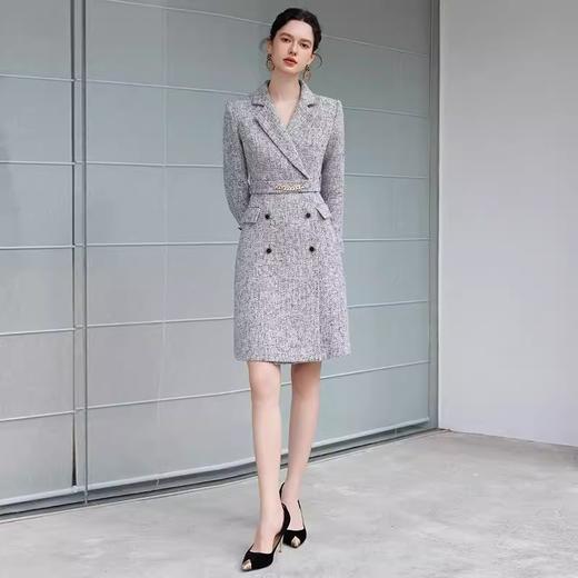 IWY/冰川灰长袖连衣裙厚款气质时尚高级感收腰职场文案职业装教师24Q666 商品图1