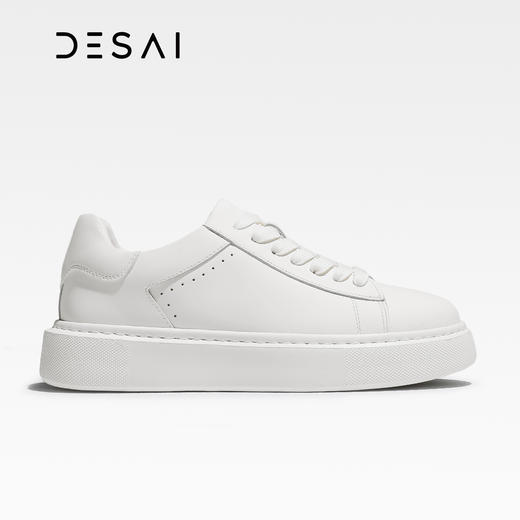 德赛女鞋 秋季头层牛皮百搭休闲小白鞋DS76010 商品图1