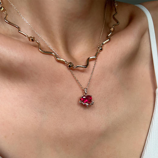 LHWINDSOR 原创设计ins风爱心星球项链红色闪耀圆钻项链 商品图1