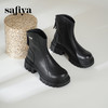 预售10天发|Safiya/索菲娅2024冬季休闲圆头增高厚底粗跟时尚百搭加绒后拉链短踝靴 SF44116414/SF44118414 商品缩略图4
