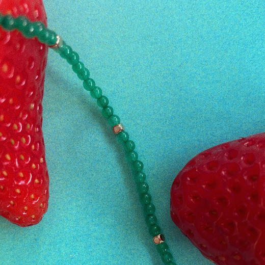 LHWINDSOR 原创设计Moss苔藓绿珠串项链复古绿镶金项链 商品图1