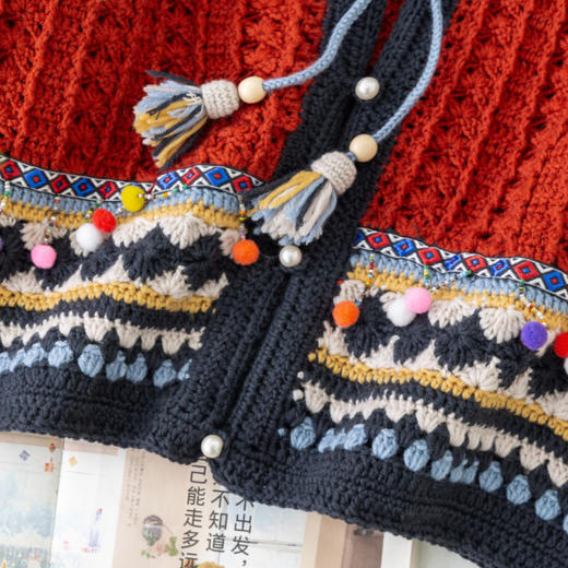 苏苏姐家晏语谣民族风外套手工DIY羊毛编织钩针上衣毛线团材料包 商品图3