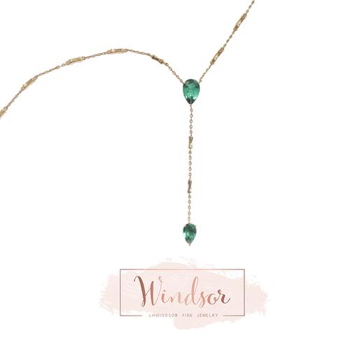 LHWINDSOR 竹叶大环Y字项链耳环套装原创新品小众网红饰品 商品图2