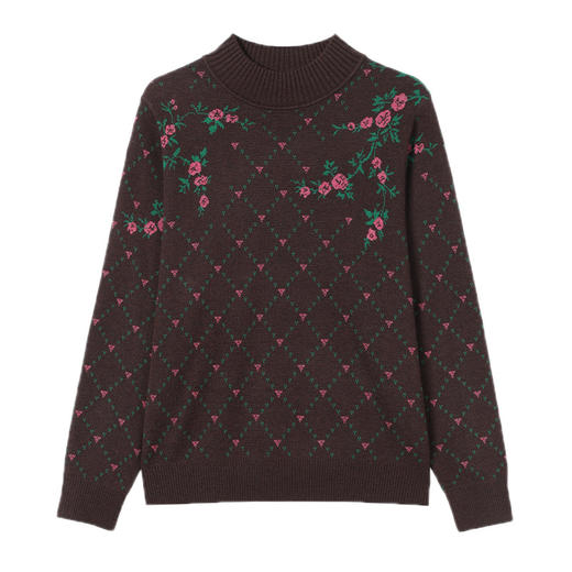 CC-CJ-566半高领毛衣女2024秋冬新款提花洋气宽松羊毛针织打底上衣 商品图4