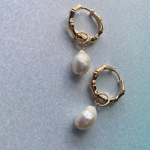 LHWINDSOR 原创设计经典竹节wave竹节巴洛克珍珠耳环可拆卸两戴 商品图3