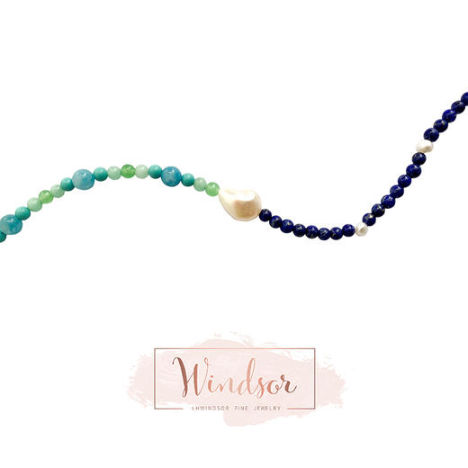 LHWINDSORglacier冰川项链原创设计松石珍珠颈链手工串珠颈链 商品图0