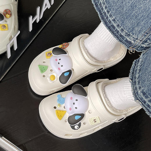 【超好看！保暖加绒洞洞鞋】穿上去就像踩在棉花堆里，超舒服！女冬季棉拖鞋韩版外穿时尚百搭增高DIY棉鞋男 商品图6