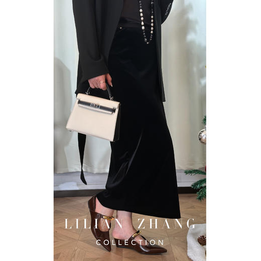 LILIAN ZHANG——定制、法式复古优雅丝绒高腰气质长半裙  2403015 商品图1