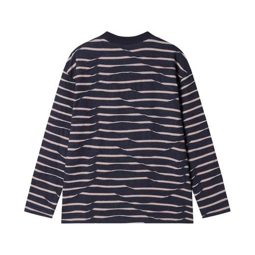 T1742秋季新款美式潮牌条纹圆领套头上衣户外情侣宽松时尚打底衣 商品图2