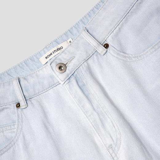 ROMI STUDIO'清凉仲夏‘’高腰显瘦基础款A字水洗蓝牛仔短裤N3758 商品图1