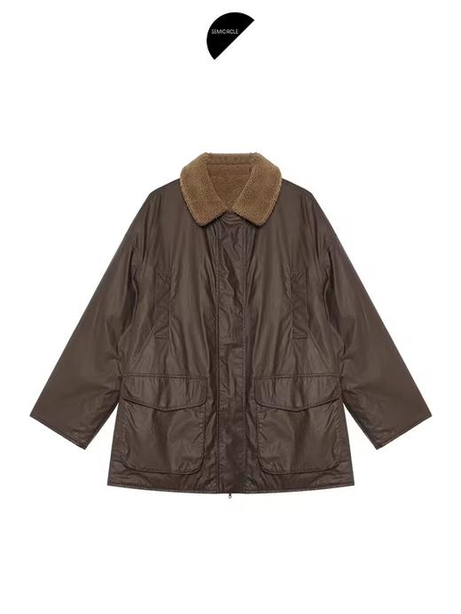 半圆/D24401561/翻领工装两面穿羊羔毛外套 商品图3