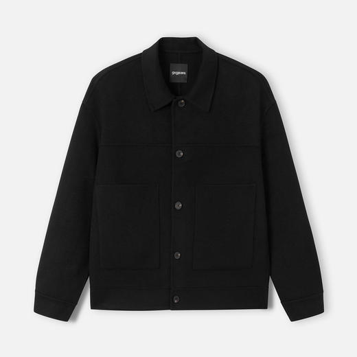 gxg.jeans男装冬季翻领黑色毛呢夹克绵羊毛夹克外套男 商品图4