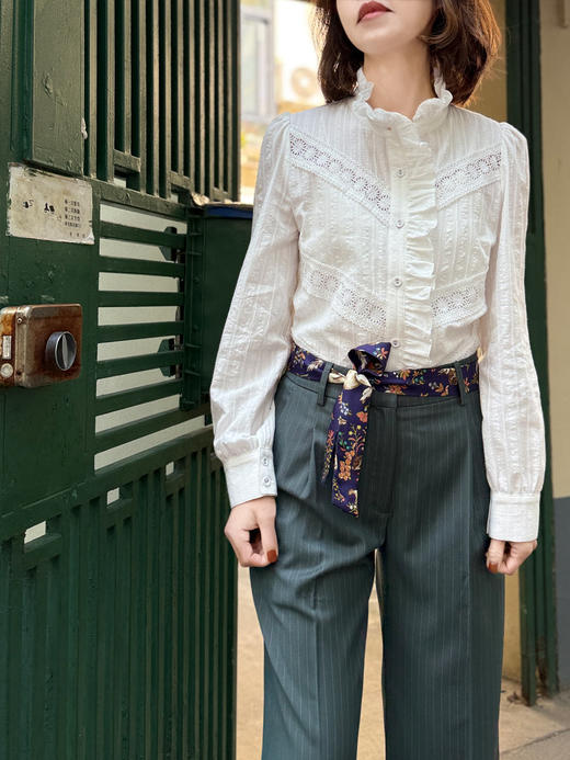 TYNVIE 花边立领长袖衬衫 商品图3