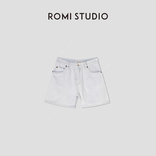 ROMI STUDIO'清凉仲夏‘’高腰显瘦基础款A字水洗蓝牛仔短裤N3758 商品图0