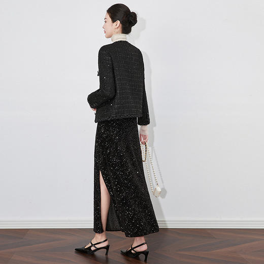 【高货wl】全新升级【铂金会员367/天猫499/差价132】(12149) 洛诗琳秋冬编织花边格子扣圆领小香风外套经典箱型短外套 商品图4