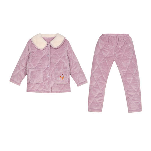 都市丽人童装中厚夹棉套装家居服长袖长裤法兰绒夹棉秋冬睡衣JHT1A4 商品图1