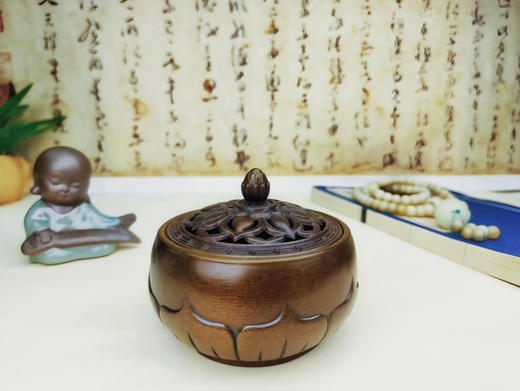 莲花盖熏炉（红色）10.5×8cm 商品图1