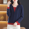 CC-YM-200    V领假两件毛衣女100纯羊毛衫2024秋冬新款时尚洋气打底衫上衣 商品缩略图0
