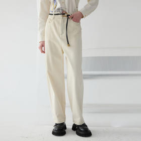 谜底白色牛仔裤2025春款弧形设计时髦香蕉裤裤宽松长裤251MK0141