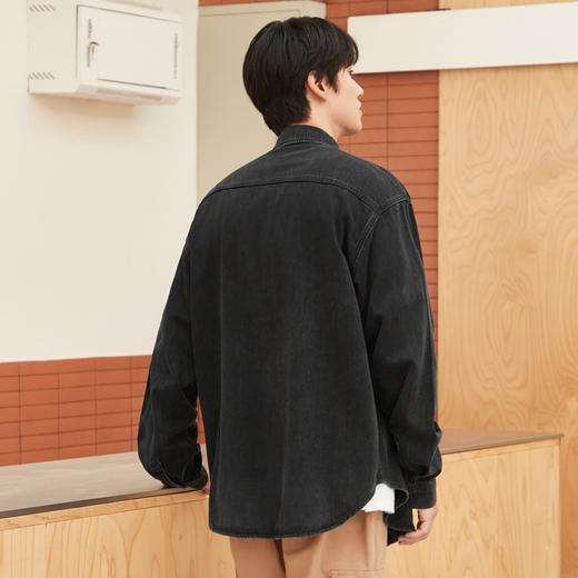 gxgjeans男装 秋季刺绣印花衬衣深灰色长袖牛仔衬衫男 热卖衬衫 JE1030108A 商品图2