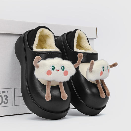 【超可爱❗️带配饰加绒洞洞鞋】足下“暖宝宝”，包跟好暖好舒服❗️拖鞋冬季新款包跟厚底踩屎感保暖棉拖女棉鞋 商品图4