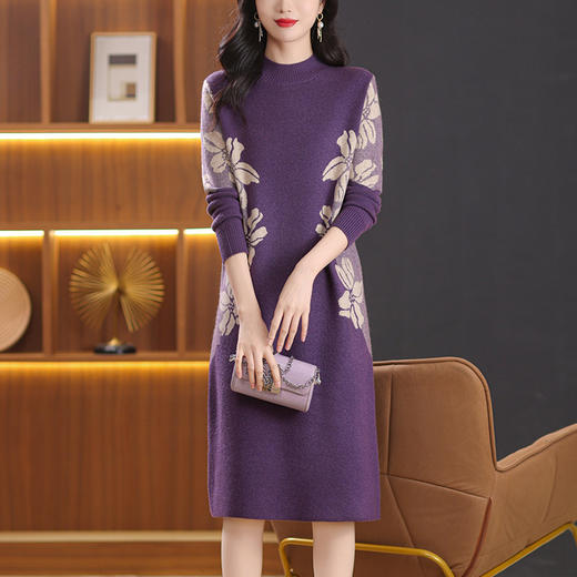 CC-103-7601配大衣连衣裙女中长款秋冬季2024新款加厚内搭毛衣打底裙 商品图2