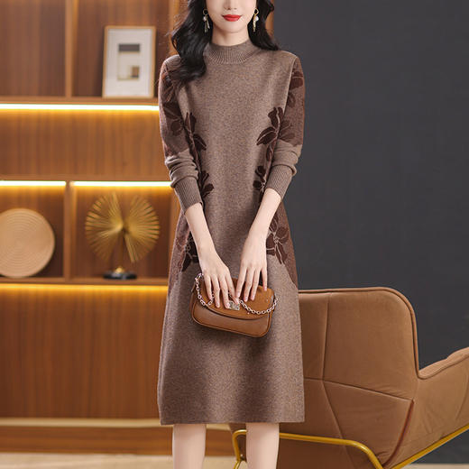 CC-103-7601配大衣连衣裙女中长款秋冬季2024新款加厚内搭毛衣打底裙 商品图3