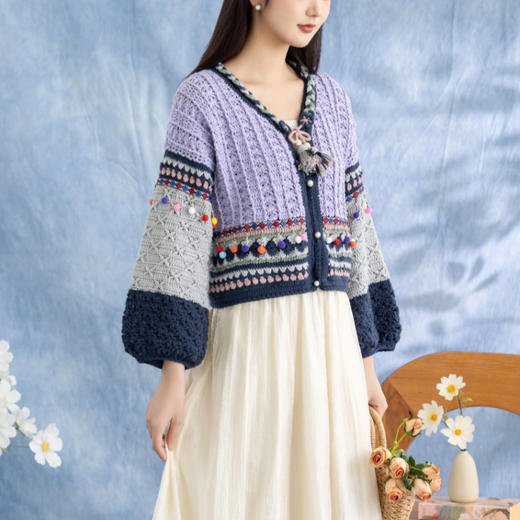 苏苏姐家晏语谣民族风外套手工DIY羊毛编织钩针上衣毛线团材料包 商品图2