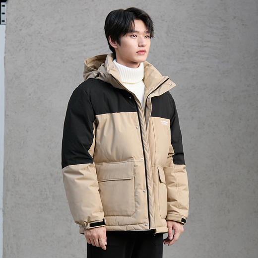 gxg.jeans【防泼水】男装90白鸭绒羽绒服 保暖卡其色连帽羽绒服男冬季JED1E1107124 商品图1