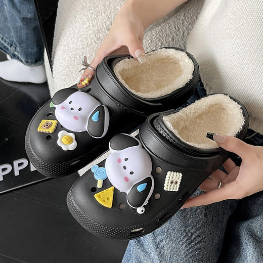 【超好看！保暖加绒洞洞鞋】穿上去就像踩在棉花堆里，超舒服！女冬季棉拖鞋韩版外穿时尚百搭增高DIY棉鞋男 商品图7