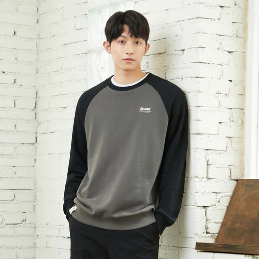 gxgjeans男装 秋季宽松刺绣纯棉插肩袖圆领套头卫衣男 商品图1