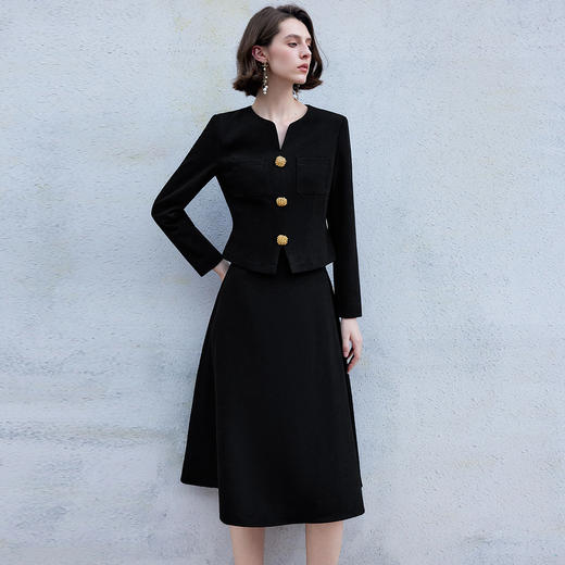 IWY/新款气质黑色长袖西装半裙两件套气质修身职业裙装工作服CS2130 商品图1